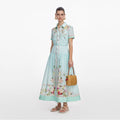 Mint Floral Organza Midi Dress