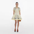 Yellow Floral Organza Mini Dress