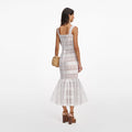 White Cotton Embroidered Midi Dress