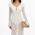 White Floral Crochet Midi Dress