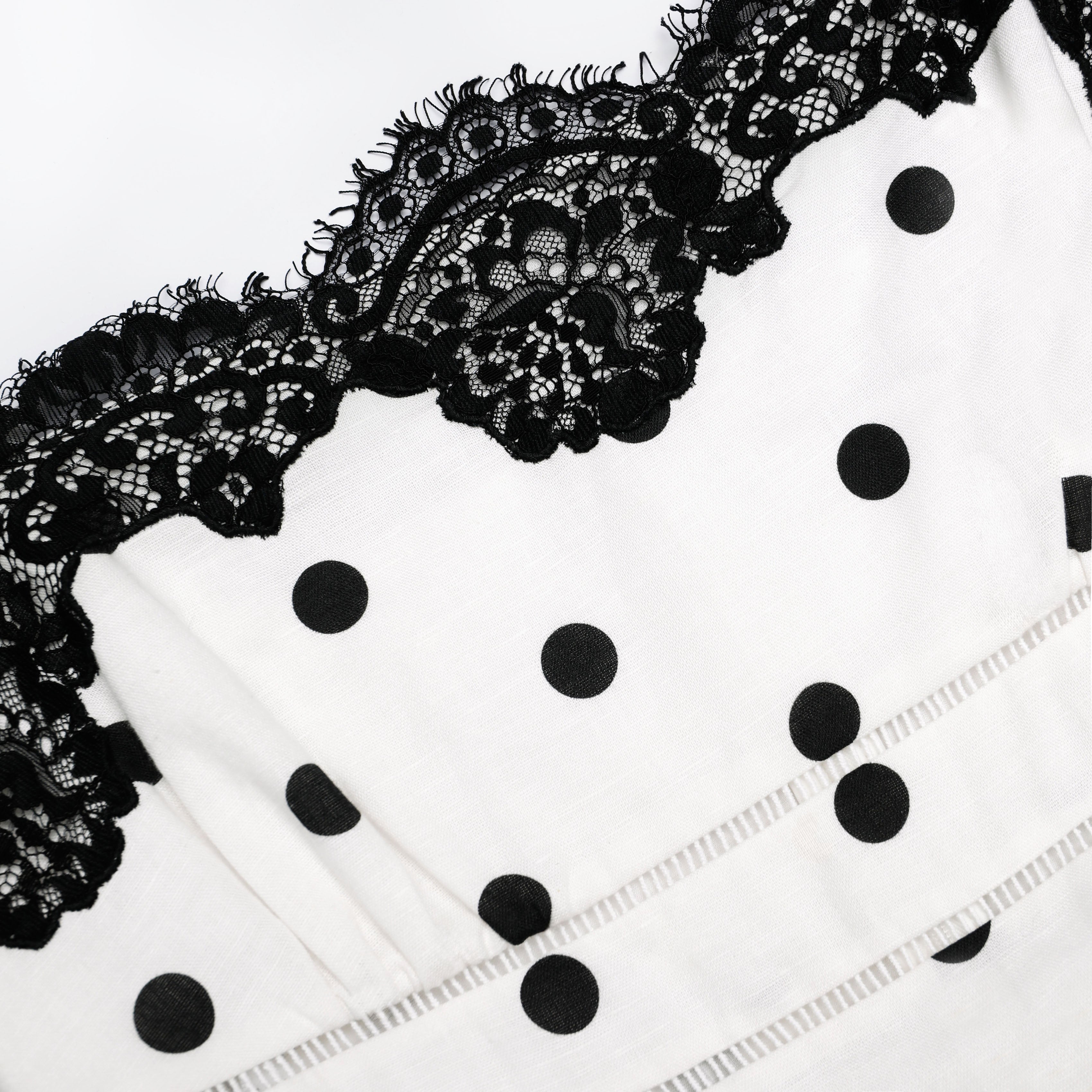 White Polka Dot Linen Top