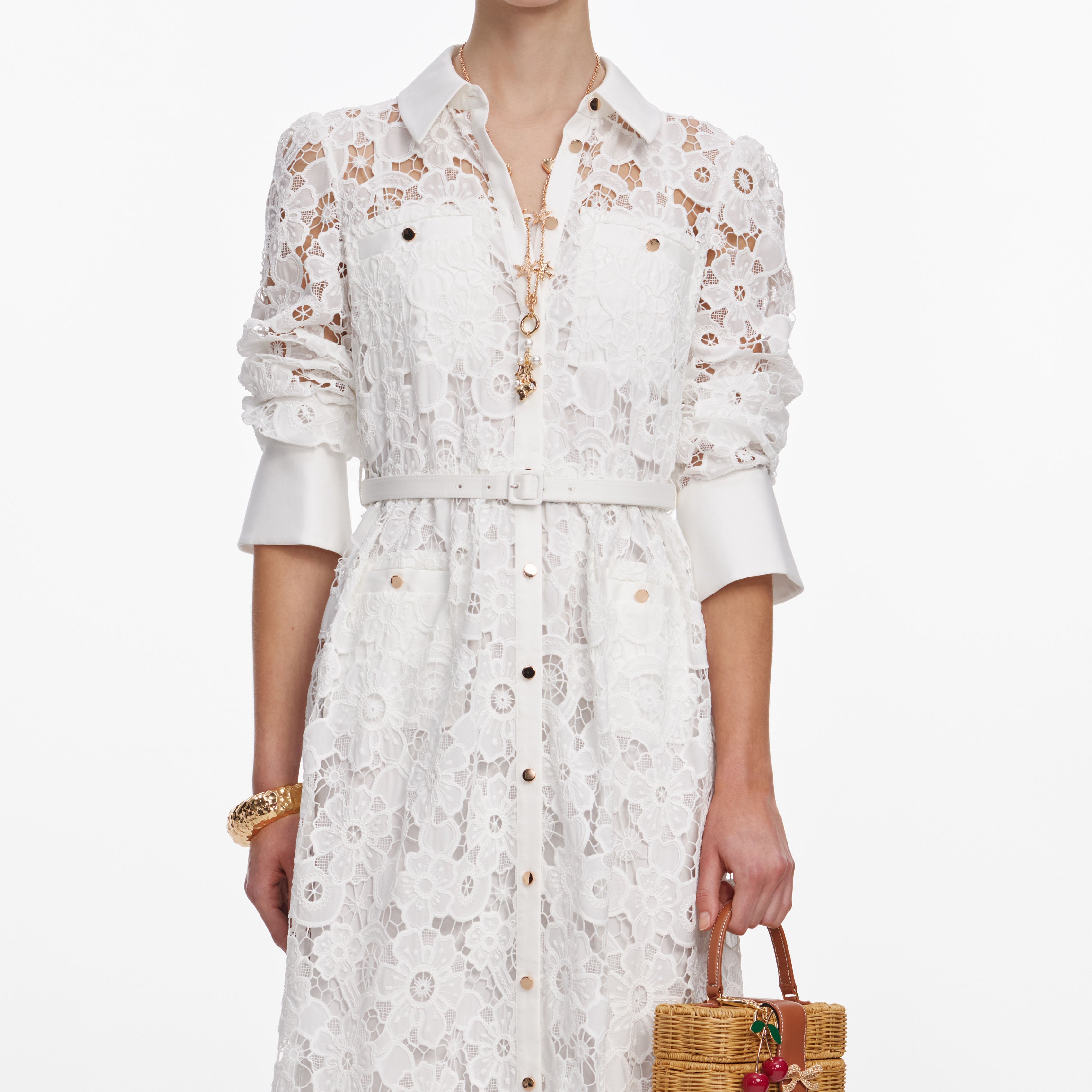 White Lace Collared Maxi Dress