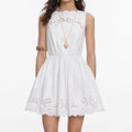 White Cotton Embroidered Mini Dress