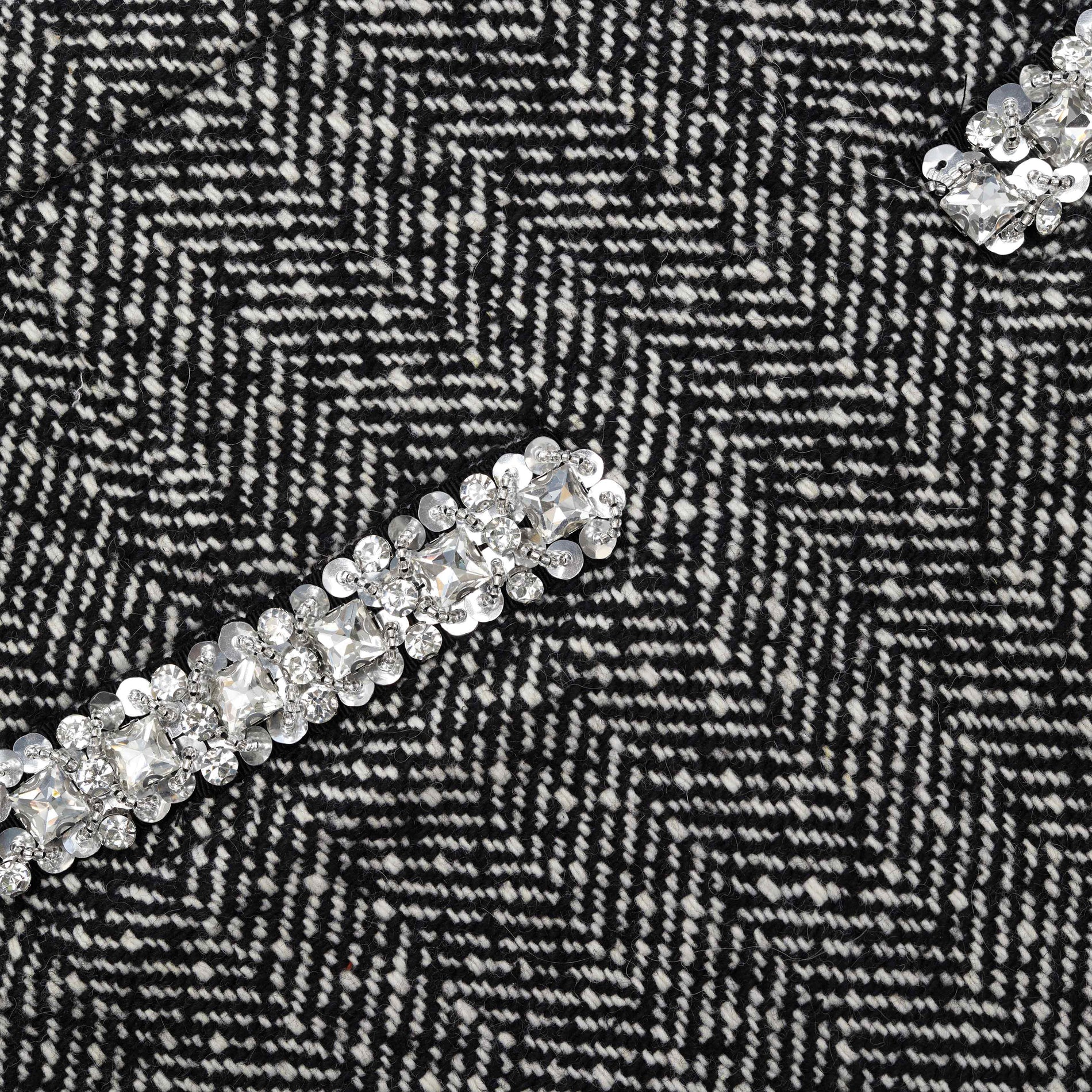 A close up of the fabric for the Black Herringbone Mini Skirt