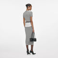 Grey Knit Denim Insert Midi Skirt