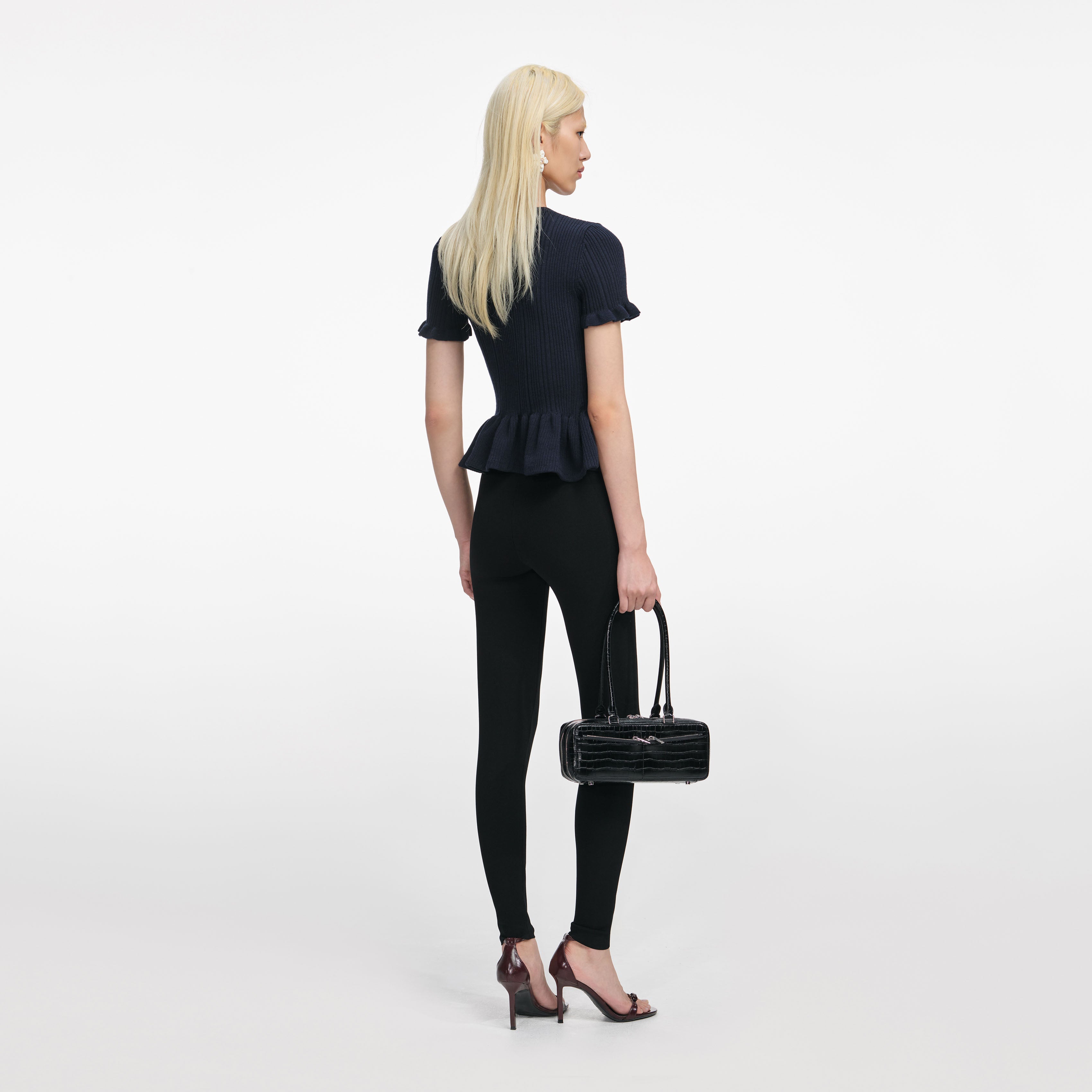 Navy Asymmetric Knit Top