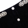 Black Chenille Knit Crystal Trim Midi Dress