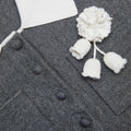 Grey Crochet Flower Collared Knit Mini Dress