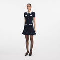 Navy Contrast Collar Knit Mini Dress