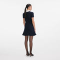 Navy Contrast Collar Knit Mini Dress