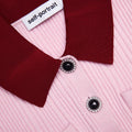 Pink Contrast Collar Knit Mini Dress
