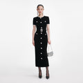 Black Chenille Knit Midi Dress