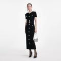 Black Chenille Knit Midi Dress
