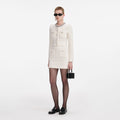Cream Textured Knit Cardigan