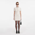 Cream Textured Knit Mini Dress