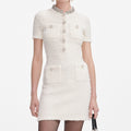 Cream Textured Knit Mini Dress