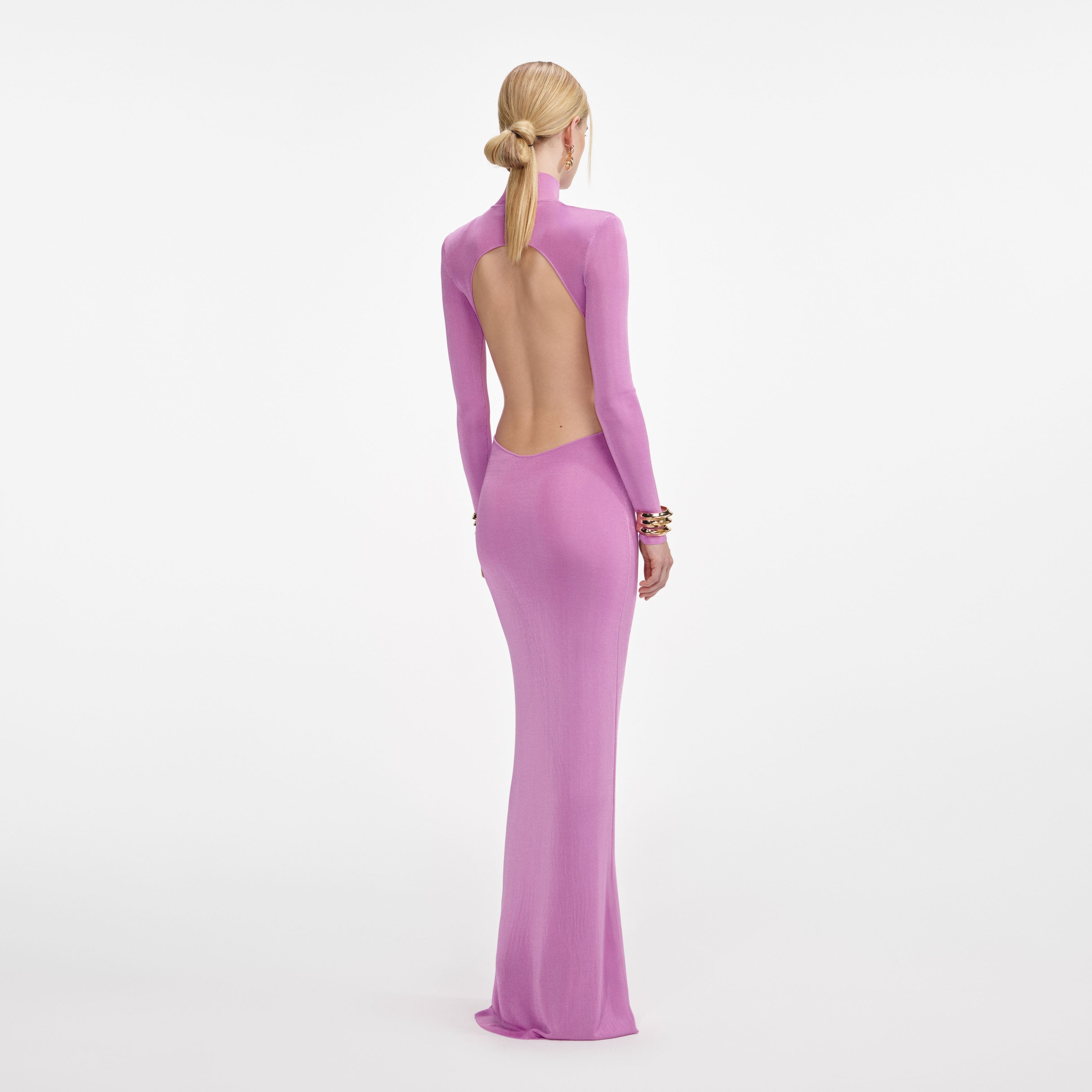 Pink Viscose Knit Maxi Dress
