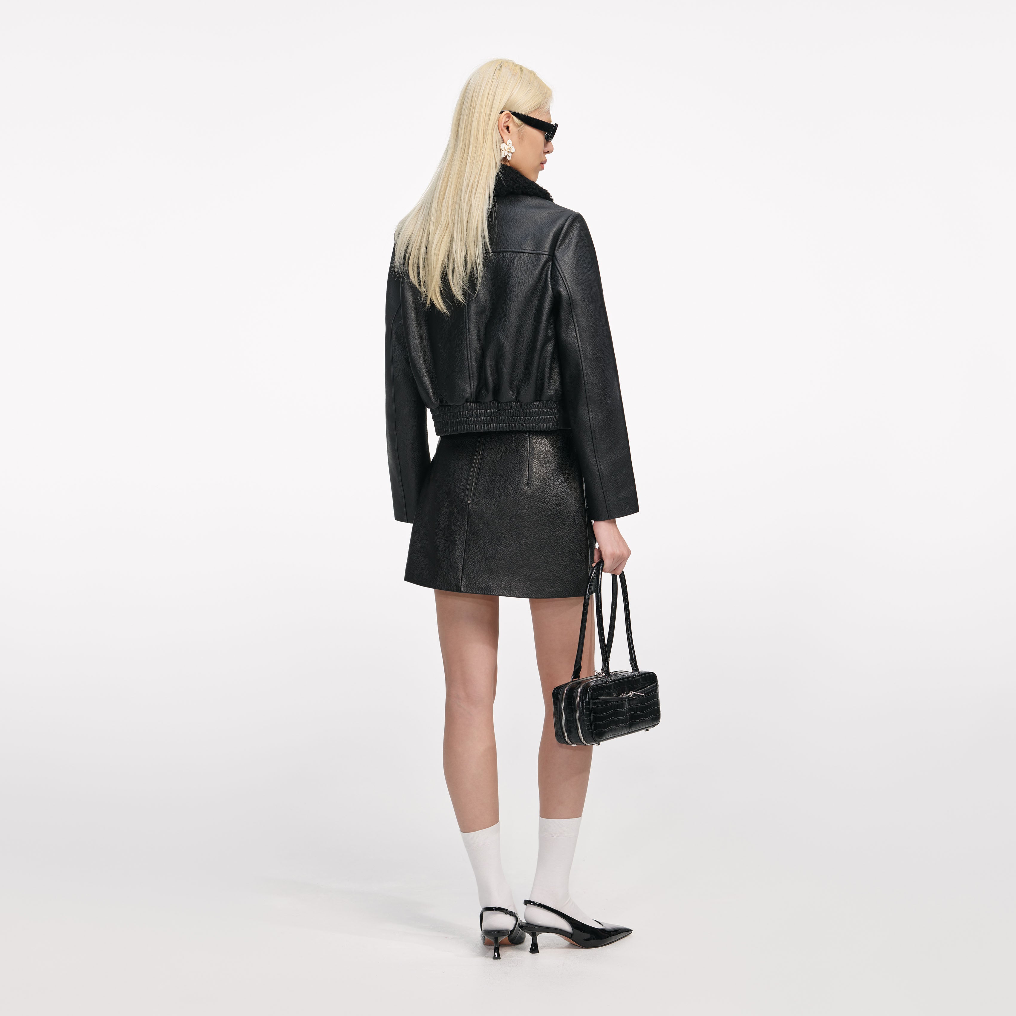 Black Cropped Leather Jacket