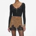 Brown Crystal Chainmail Mini Skirt