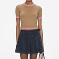 Navy Suede Mini Skirt