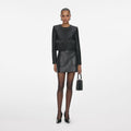 Black Taffeta Embellished Trim Jacket