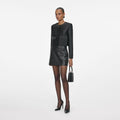 Black Taffeta Embellished Trim Jacket
