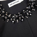 Black Taffeta Embellished Trim Jacket