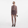 Brown Check Chiffon Blouse