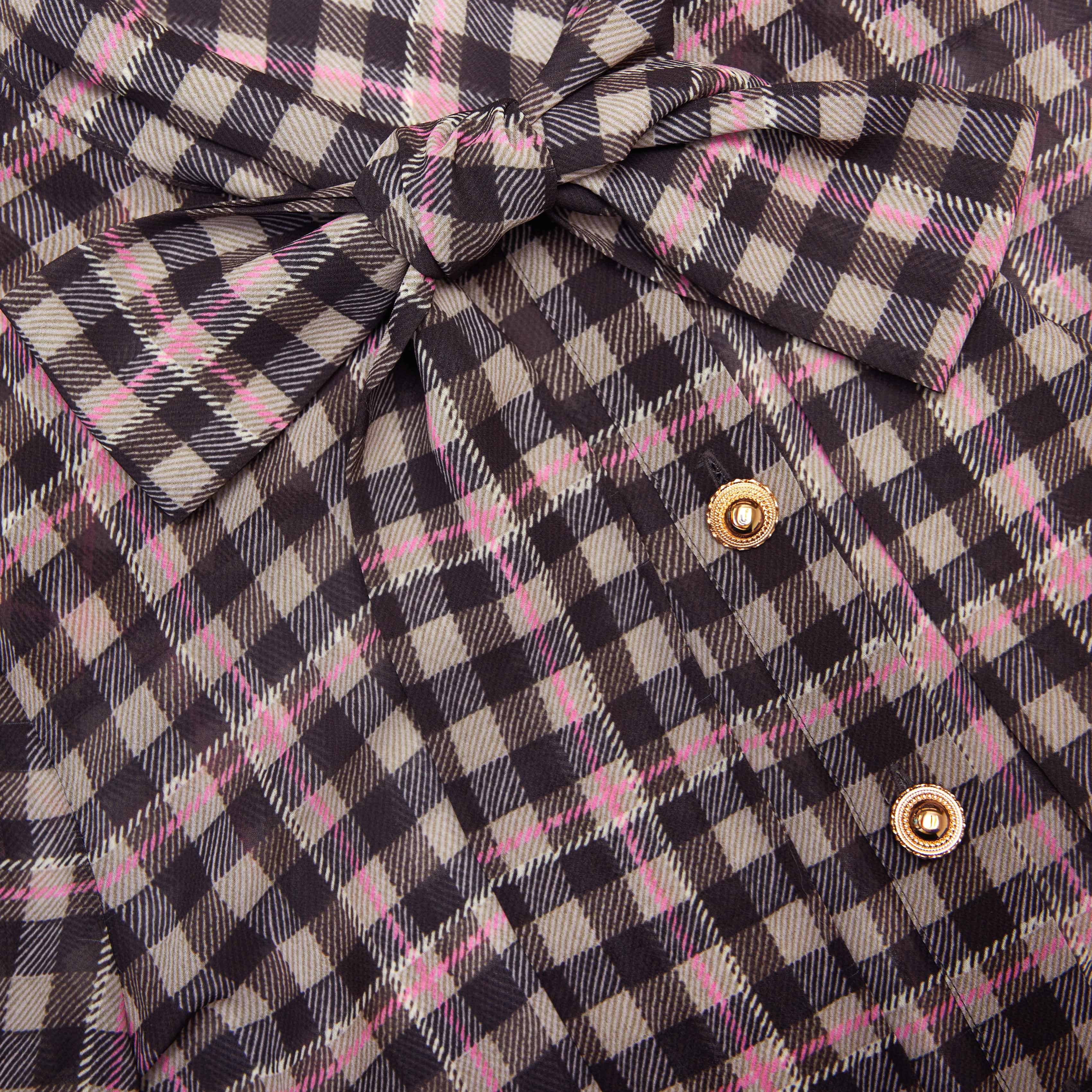 Brown Check Chiffon Blouse