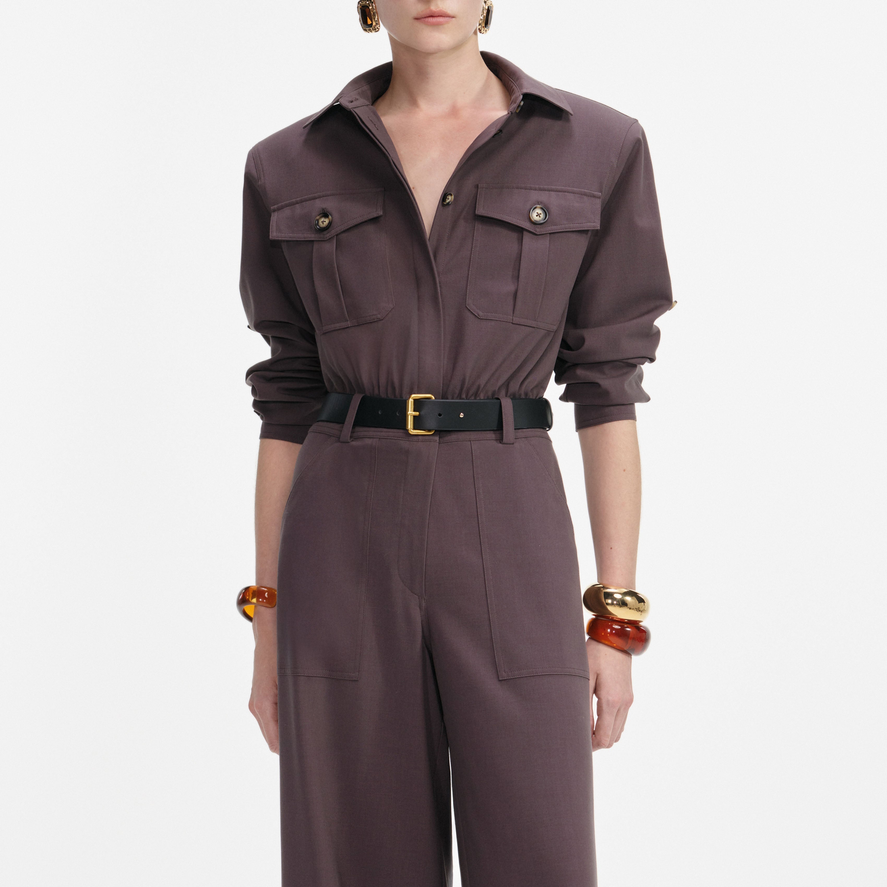 Brown Twill Jumpsuit