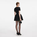 Black Crepe Short Sleeve Mini Dress