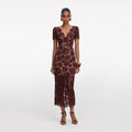 Burgundy Floral Lace Midi Dress