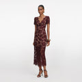 Burgundy Floral Lace Midi Dress