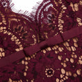 Burgundy Floral Lace Midi Dress
