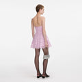 Pink Floral Lace Bow Mini Dress