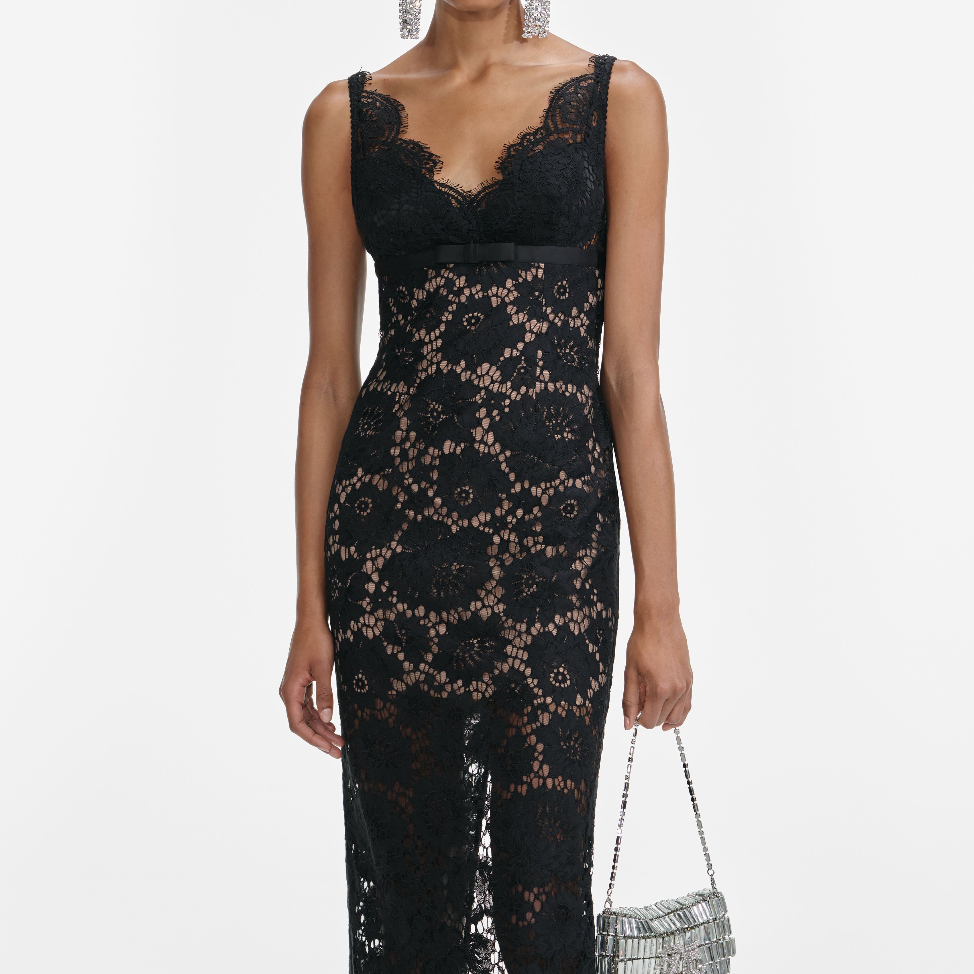 Black Floral Lace Maxi Dress