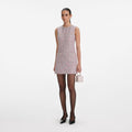 Pink Boucle Sleeveless Shift Mini Dress
