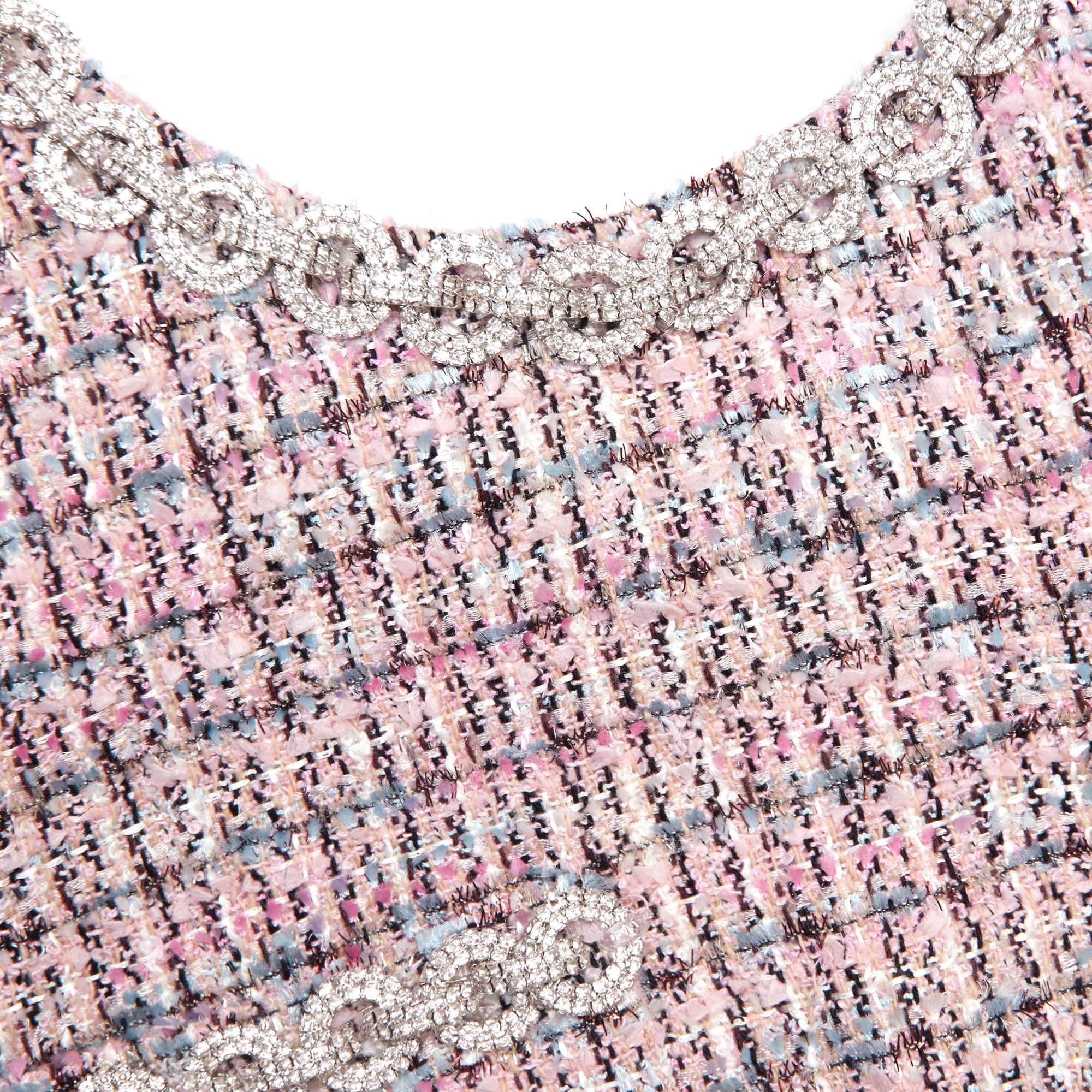 Pink Boucle Sleeveless Shift Mini Dress