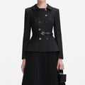 Black Wool Crepe Midi Dress