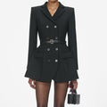 Black Wool Crepe Mini Dress