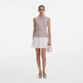 Pink Boucle Chiffon Mini Dress