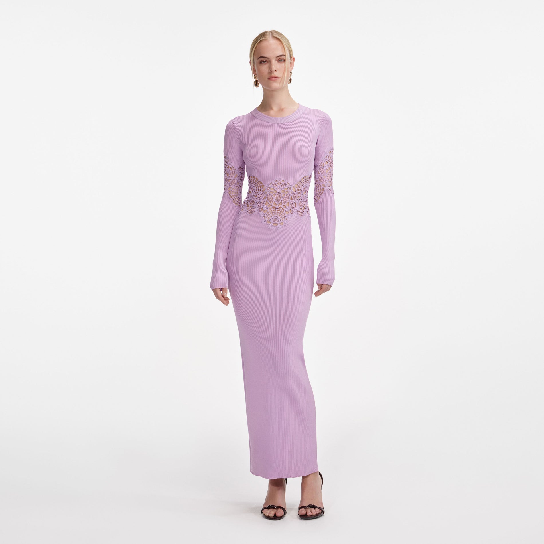 Pink Viscose Knit Cut Out Maxi Dress