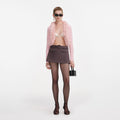 Pink Fur Collar Cardigan