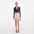 Pink Fur Hem Knit Skirt