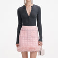 Pink Fur Hem Knit Skirt