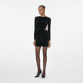 Black Velvet Embellished Mini Dress