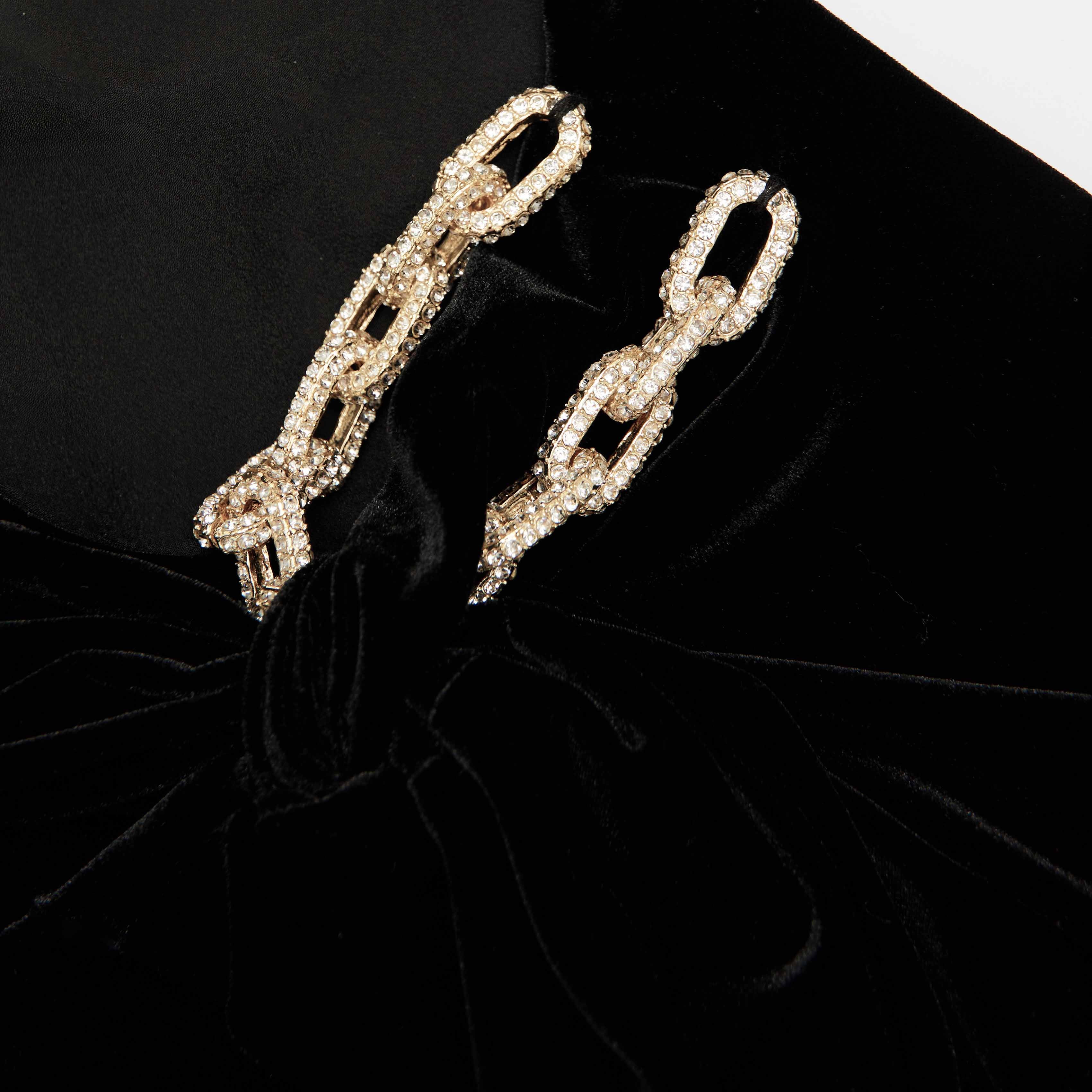 Black Velvet Embellished Mini Dress