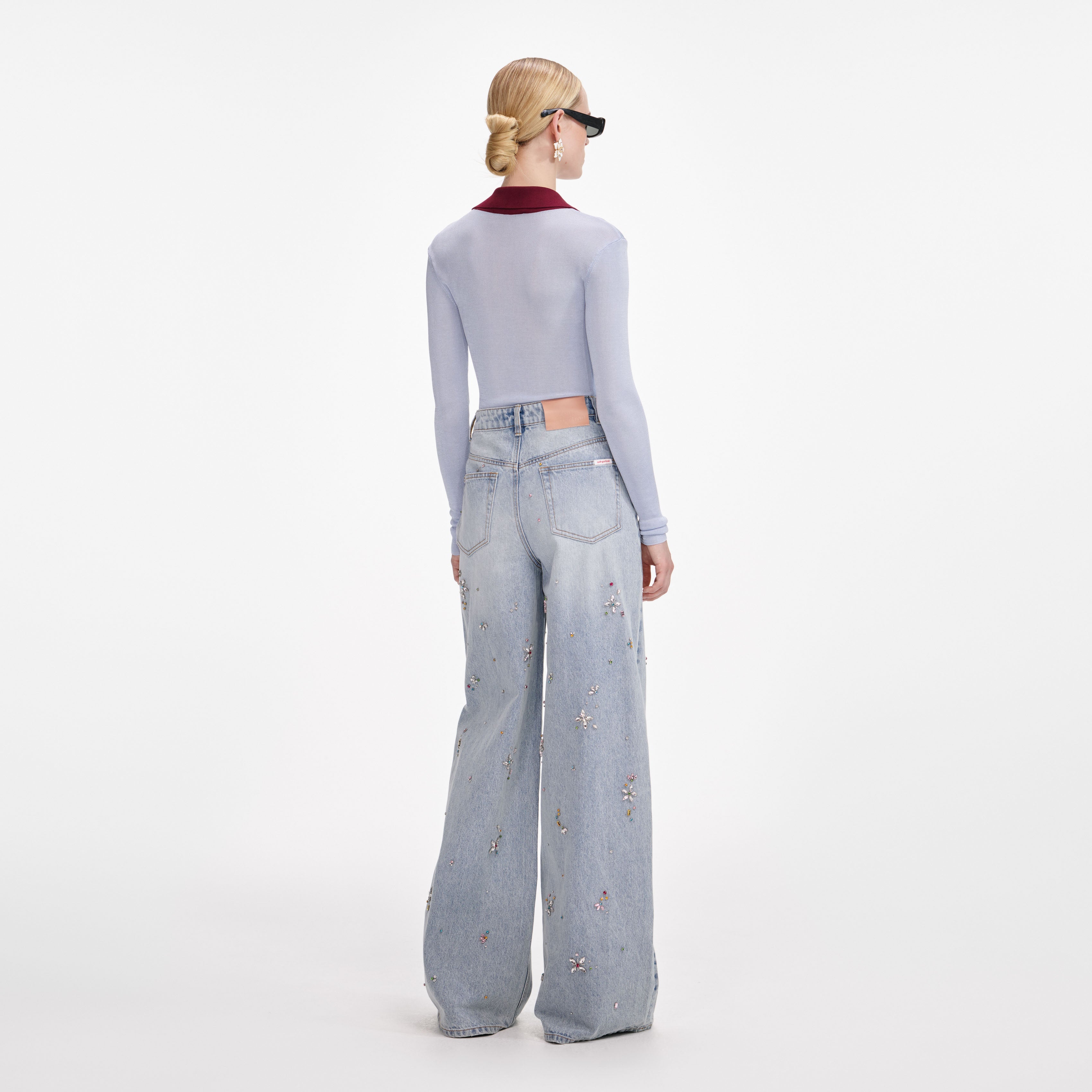 Blue Viscose Knit Bodysuit