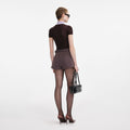 Brown Viscose Knit Short Sleeve Top