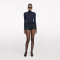 Navy Viscose Knit Top